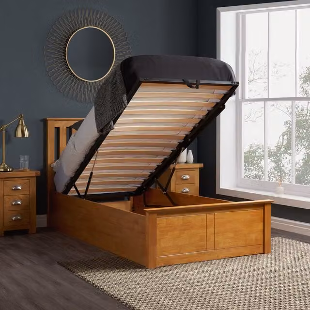 Birlea Phoenix Single Storage Ottoman Bed in Brown