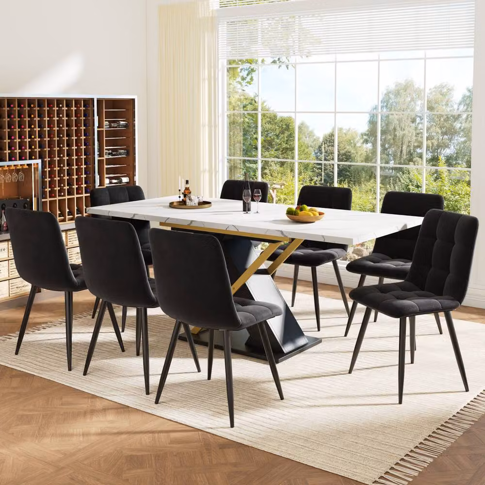 ModernLuxe Extendable Rectangular Dining Table in White and Black, W/D/H: 160 x 80 x 75.4 cm – 6