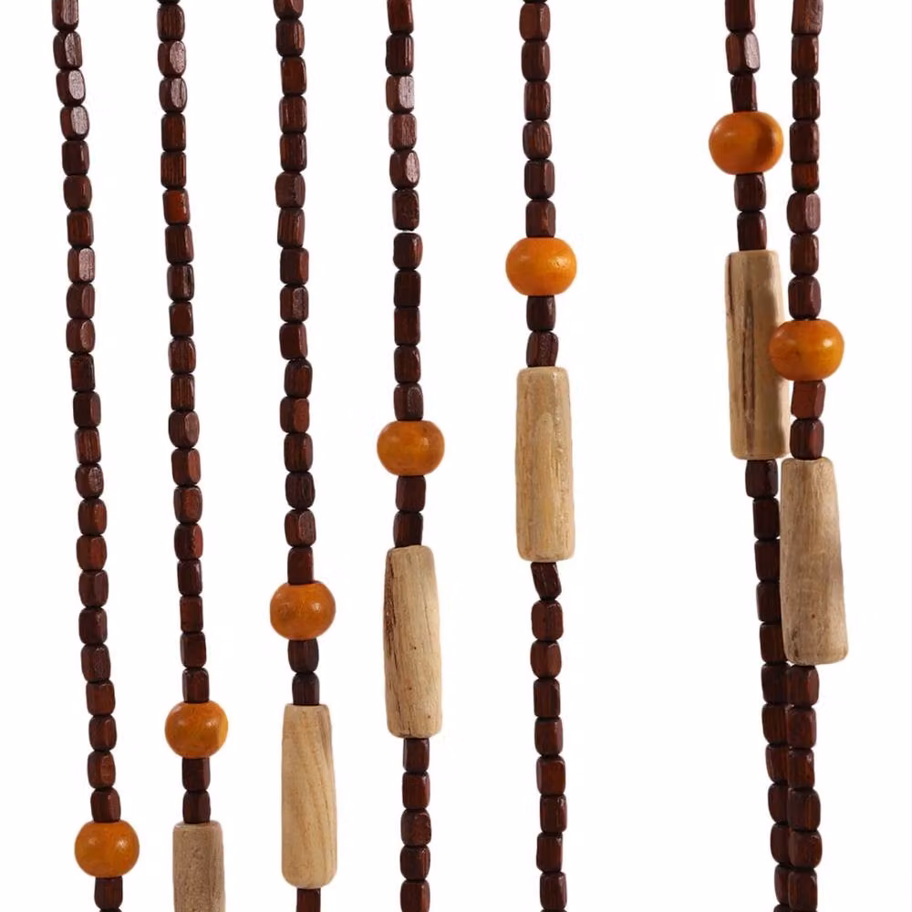 Nordara Natural Wooden Beaded Door Curtain, 31 Lines, Brown, W: 90 cm, H: 208 cm – 2