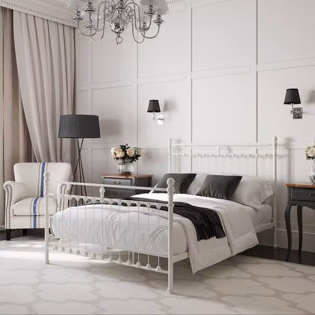 Snuggle Beds Aria Classic Metal Bed Frame in Beige, W/D/H: 90 x 190 cm