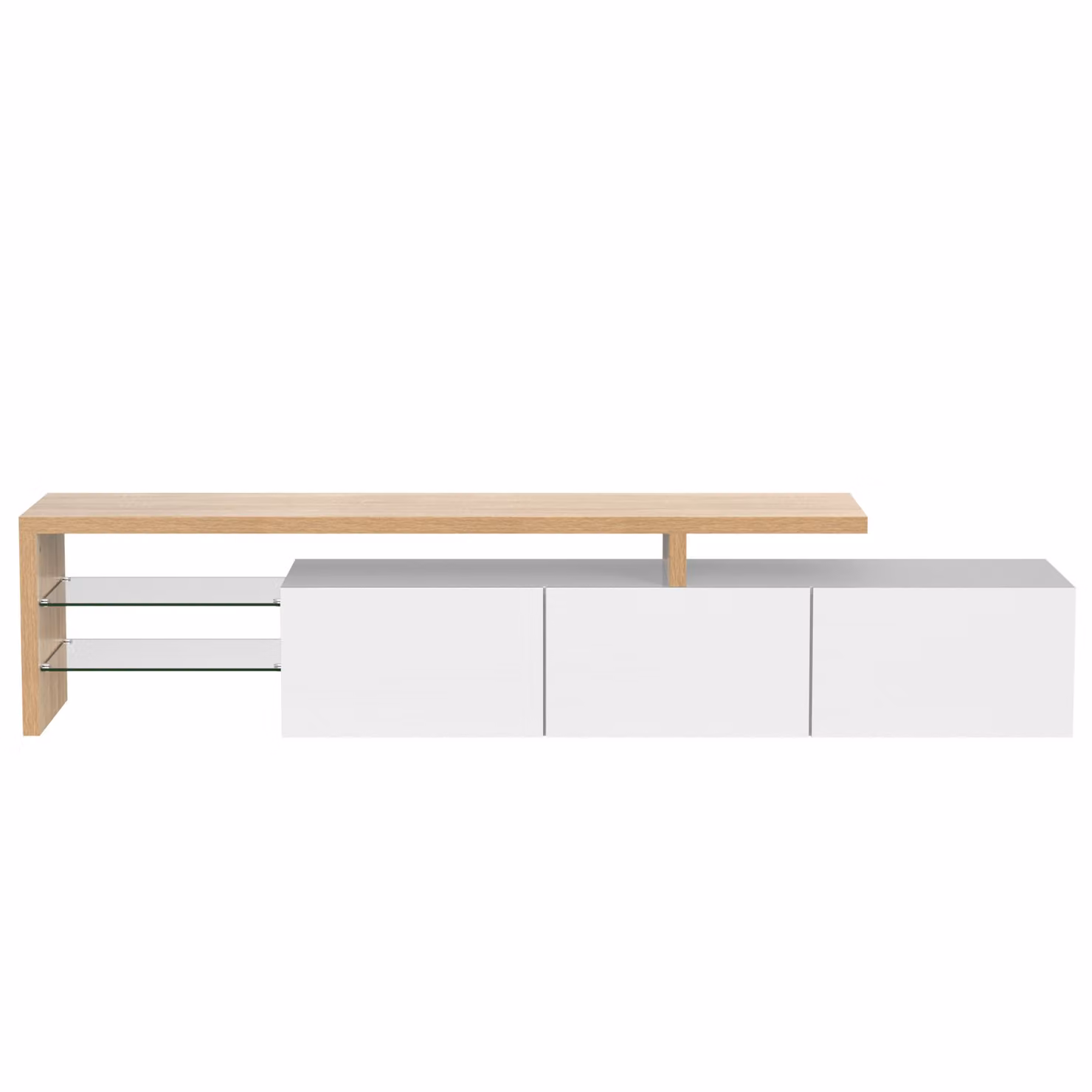 Aosom.UK White High-Gloss TV Cabinet with Adjustable LED Light and Storage Shelves, W: 192.5 cm, D: 39 cm, H: 42 cm – 2