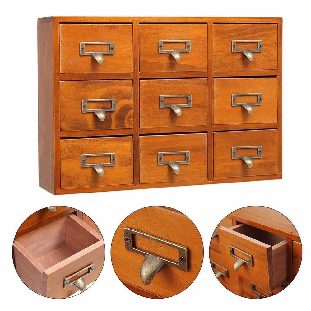 EONLION Small Wooden Chest of Drawers Mini Storage Cabinet in Brown – 3
