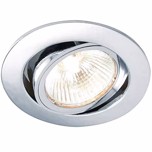 Loops Tilting Round Recess Ceiling Downlight in Chrome with 95mm Flush Fitting and GU10 Lamp Holder