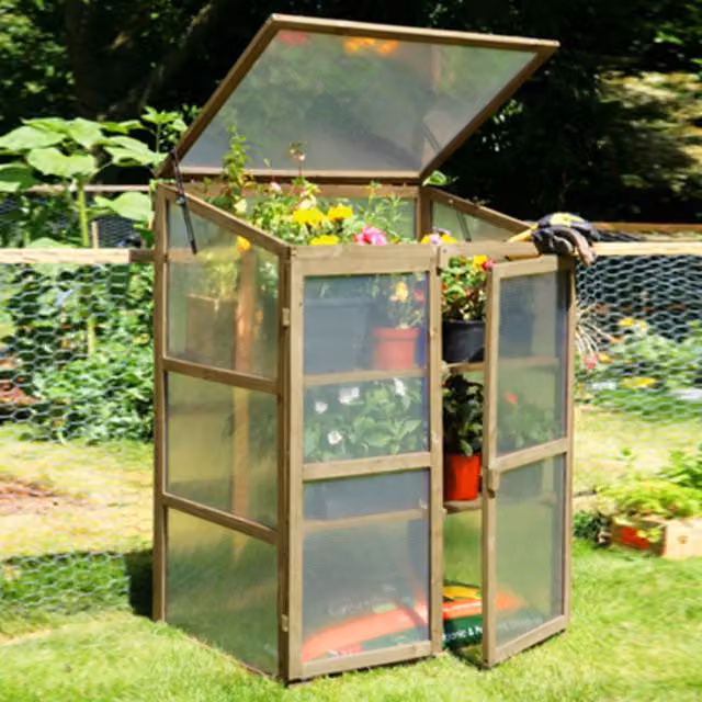 Neo Brown Wooden Growhouse with Polycarbonate for Flower and Vegetable Planting