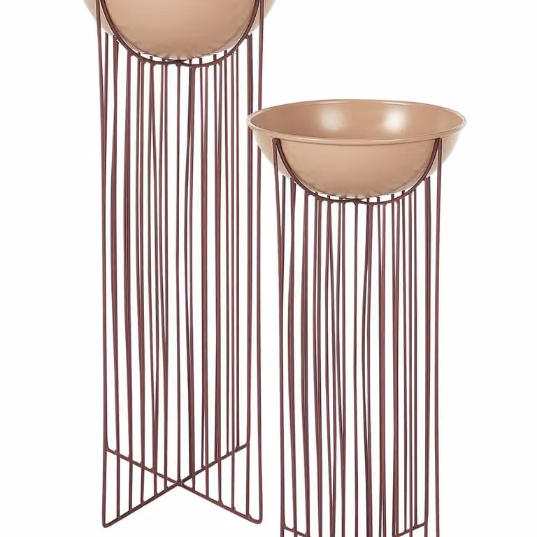 Wyld and Coco Pink Metal Indoor Plant Stands Set of 2, Height: 55 cm and 45 cm