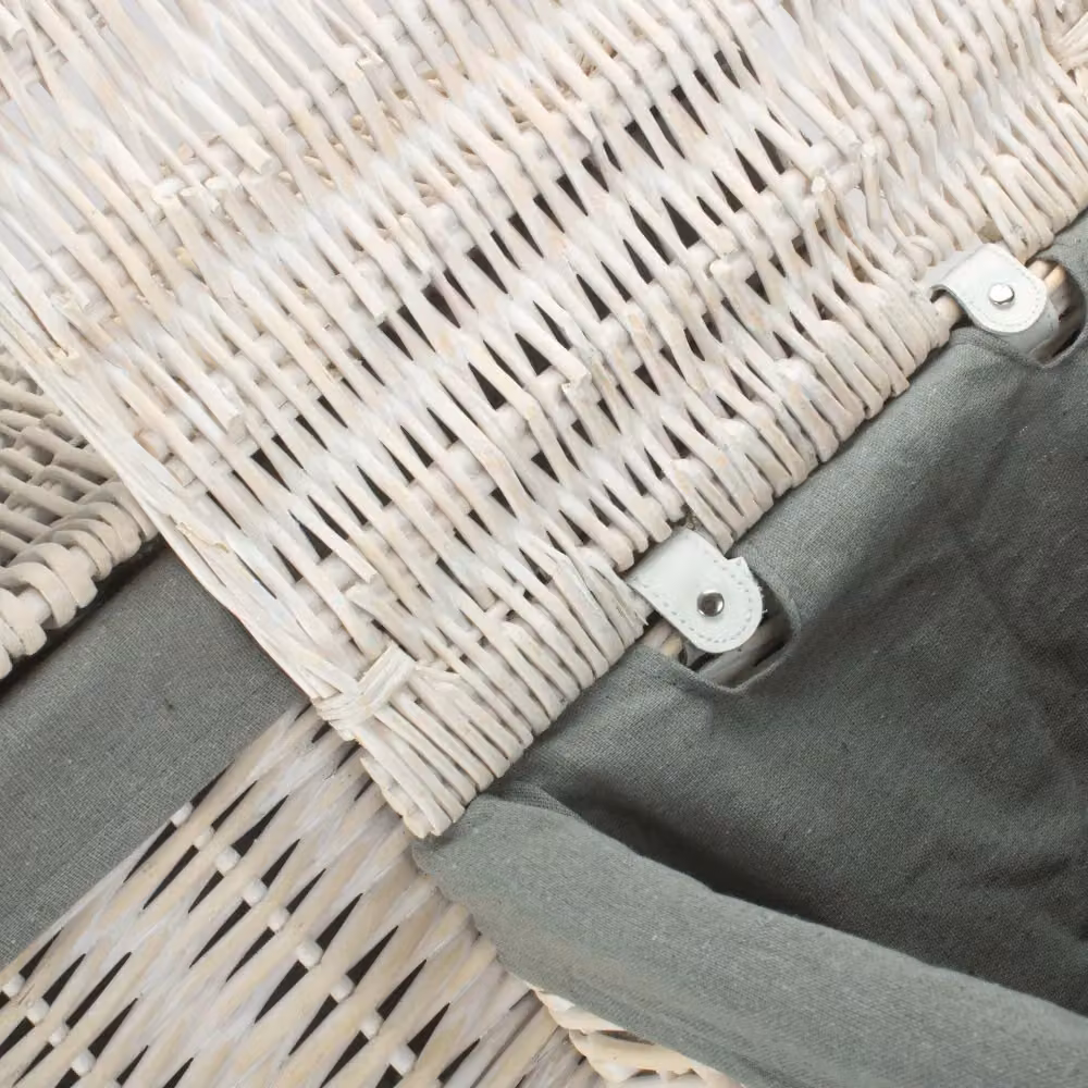 Red Hamper Set of 2 White Wash Square Wicker Laundry Hampers with Grey Sage Cotton Lining and Handles – 2