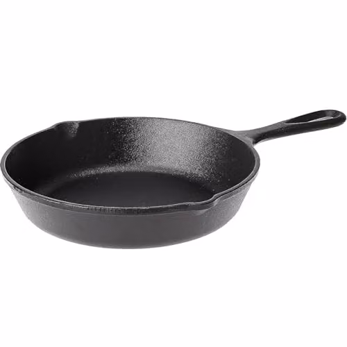 Gr8 Home Non Stick Cast Iron Round Frying Skillet Pan with Pouring Spout, Black