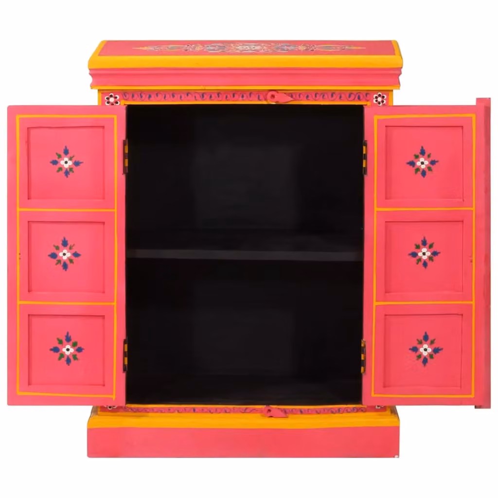Berkfield Home Pink Hand Painted Solid Mango Wood Retro Sideboard – 2