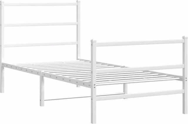 Berkfield Home Metal Bed Frame with Footboard, White, W/D/H: 90 x 190 x 95 cm