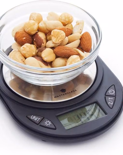 MasterClass Smart Space Digital Stainless Steel Kitchen Scales in Black with Add and Weigh Function and Unit Conversion – 5