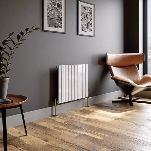 Temprazo Horizontal Single Flat Panel Designer Radiator in White, W/H/D: 60.5 x 60.0 x 5.2 cm