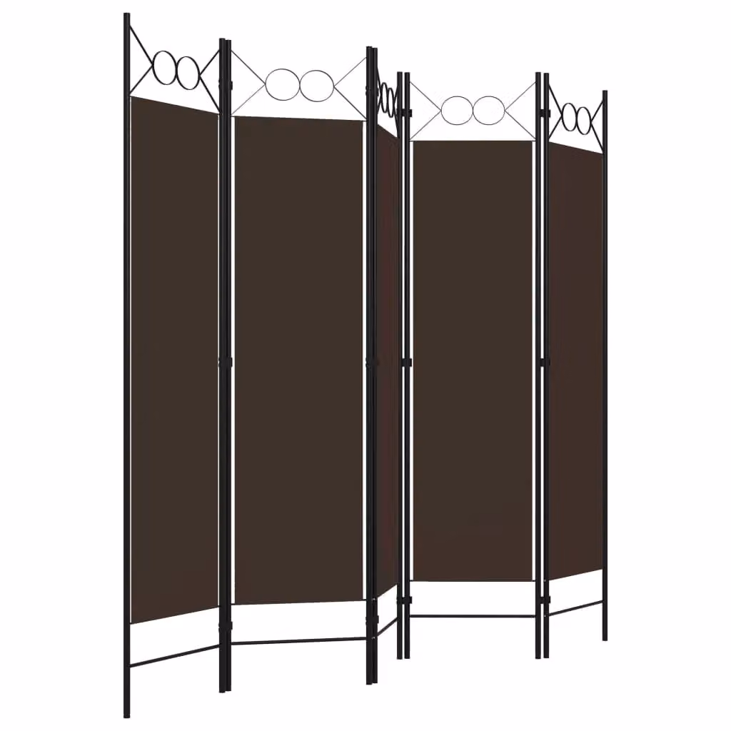 Berkfield Home 5-Panel Modern Room Divider in Brown, W/H: 200 x 180 cm – 2