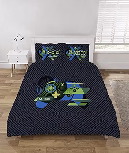 Xbox Reversible Double Duvet Cover and Pillowcase Bedding Set, Blue and Multicolour, W/H: 200 x 200 cm – 1