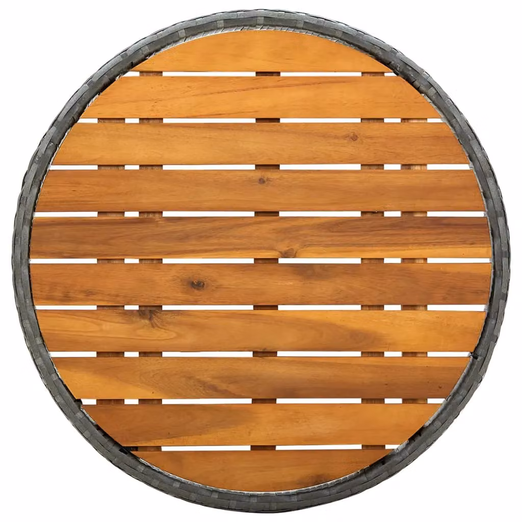 Berkfield Home Grey Poly Rattan and Solid Acacia Wood Tea Table, W: 60 cm, D: 60 cm – 2