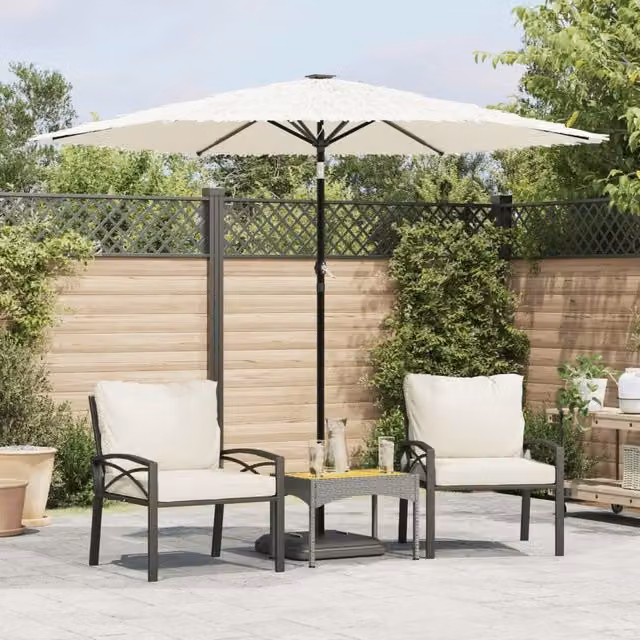 Berkfield Home Garden Parasol in White with Steel Pole, W/D/H: 268 x 268 x 226 cm – 1