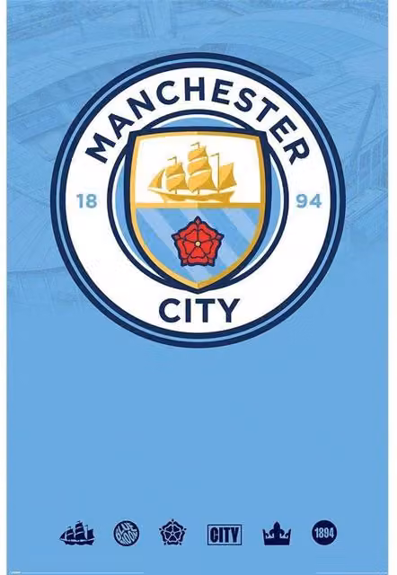 Manchester City FC Crest Paper Poster in Blue