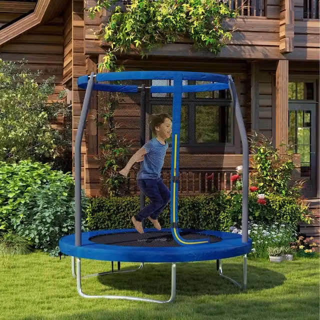 SPORTNOW Blue 6ft Trampoline with Safety Enclosure Net, Diameter: 183 cm