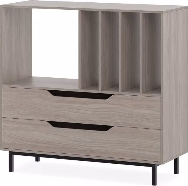 COSTWAY Mid Century Turntable Stand in Grey