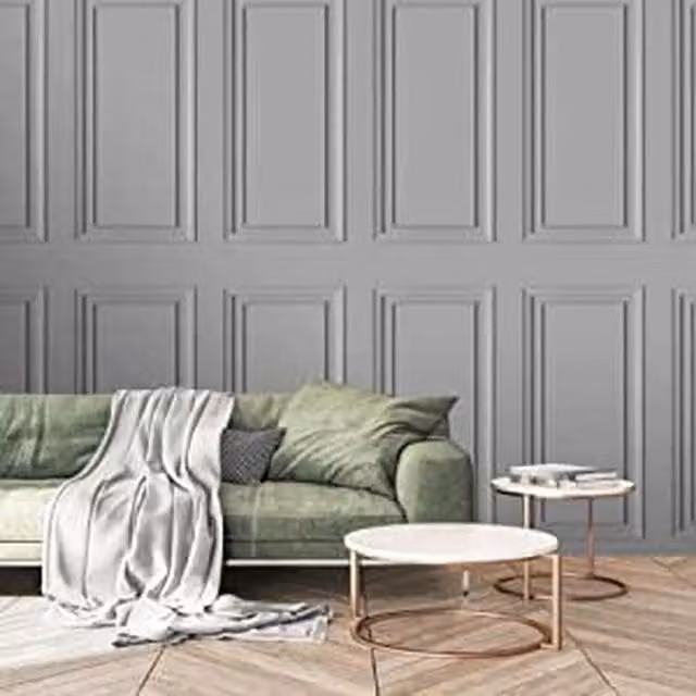 SOPHIE LAURENCE Grey Wooden Panelling Effect Wallpaper