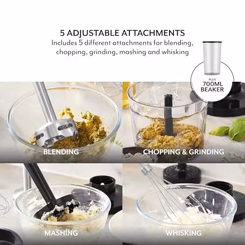 Sur La Table Core Digital 5-in-1 Hand Blender with 5 Attachments, 1000W, Black SLT12010BLK – 3