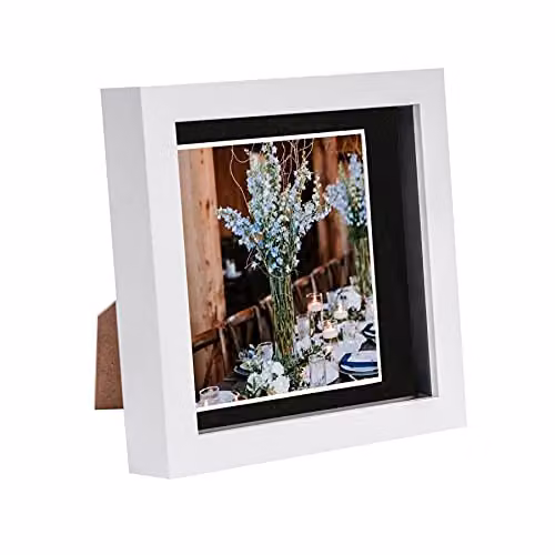 Nicola Spring 6 x 6 inch 3D Shadow Box Photo Frame with 4 x 4 inch Mount in White or Black – 1