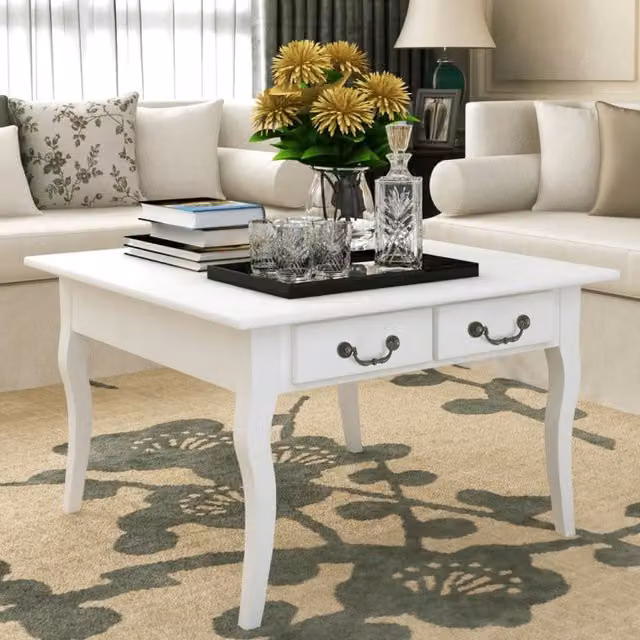 Berkfield Home White Coffee Table with 4 Drawers