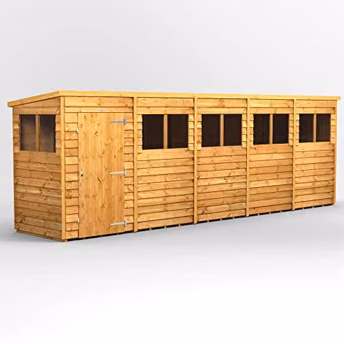Powersheds Premium Pent Overlap Wooden Shed in Brown, W/D/H: 202.8 x 130.8 x 130.8 cm – 1