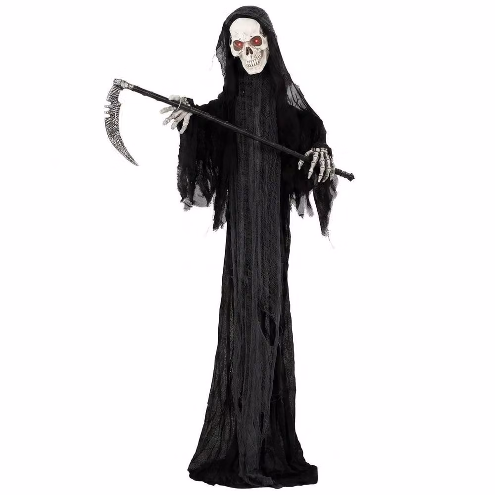 EONLION Life Size Animated Grim Reaper Halloween Decoration, Black, Height: 183 cm – 2