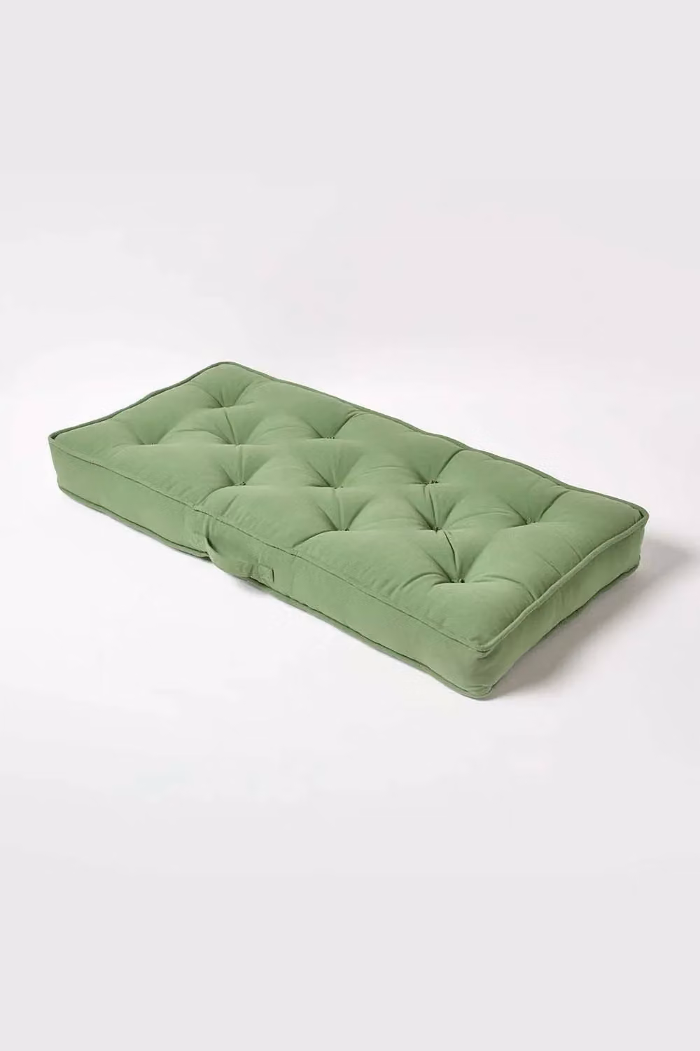 Homescapes Cotton 2 Seater Booster Cushion in Green and Grey – 2