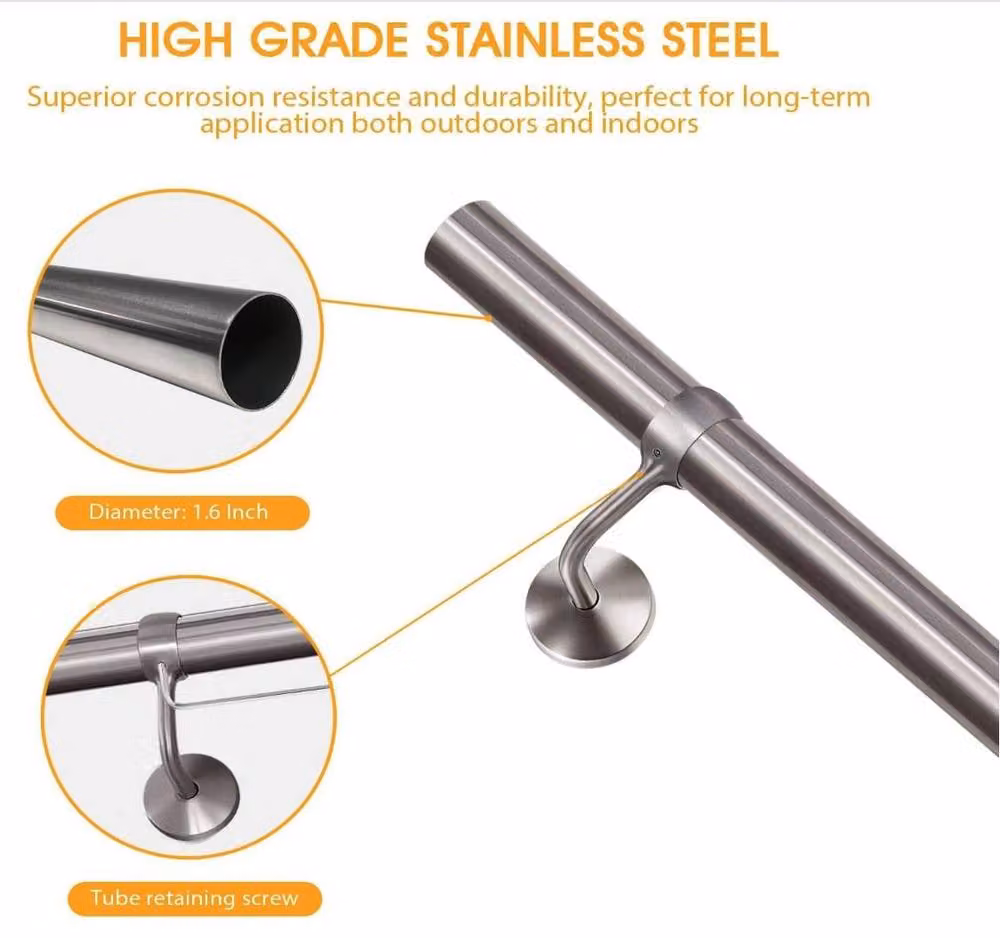 Forgeworks Brushed Stainless Steel Indoor Stair Handrail Kit in Silver – 3