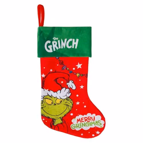 VFM e-Store Grinch Christmas Stocking in Red and Green, H 40 cm x W 26 cm x D 26 cm – 4