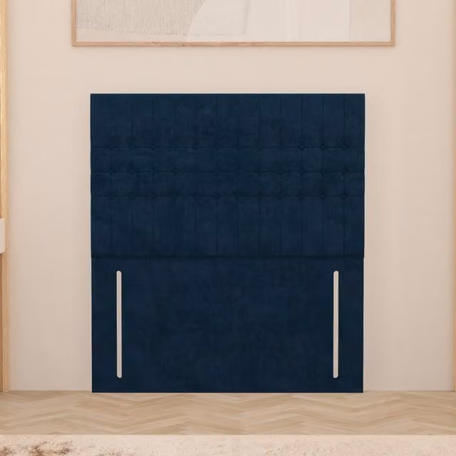 Somnior Beds Ltd Lexington Geometric Plush Velvet Floor Standing Upholstered Headboard in Blue, Double