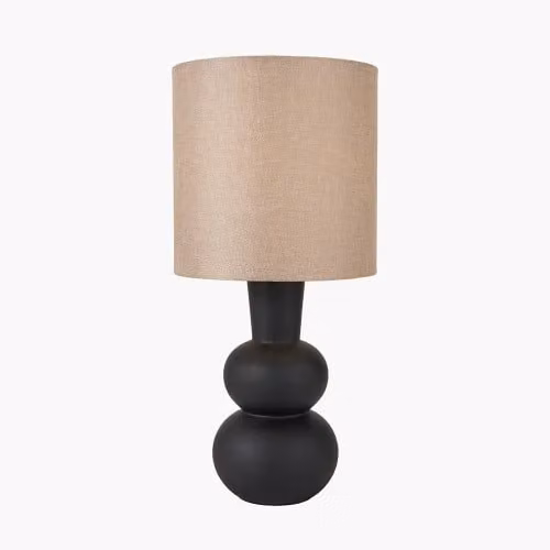 Ruma Abstract Ceramic Table Lamp with White Base and Black Fabric Shade – 2
