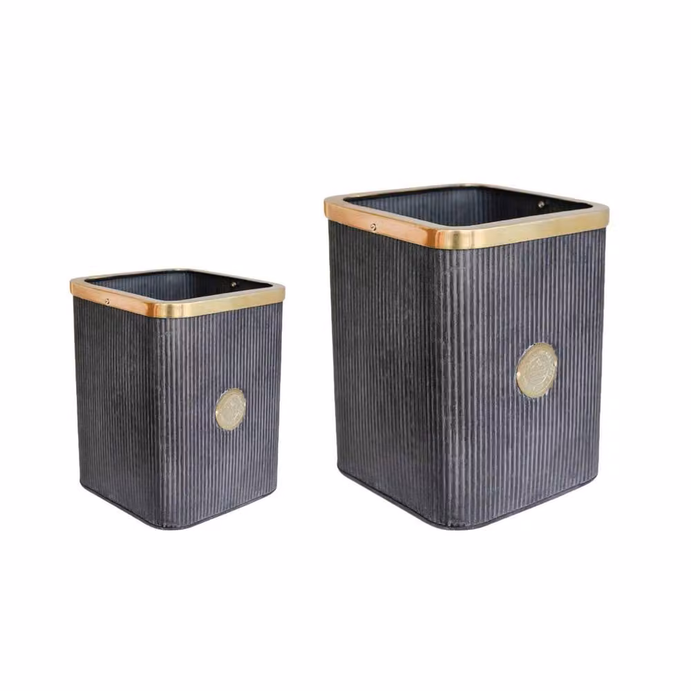 Royal Botanic Gardens Kew Richmond Antique Lead Outdoor Planter Set of 2 in Grey and Gold Metal – 2