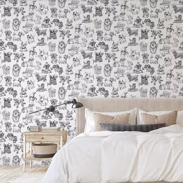 Muriva Animal Print Washable Wallpaper in White and Black