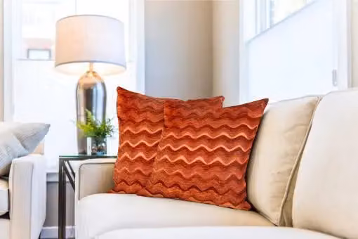 New Edge Blinds Waves Chenille Cushion Cover in Orange, W/D/H: 43 x 43 x 43 cm – 2