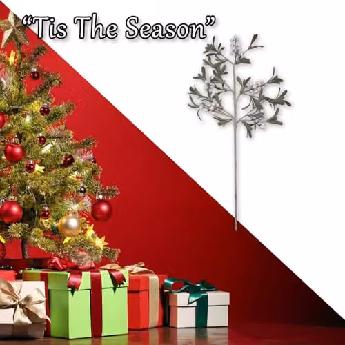 VFM e-Store Christmas Stem Leaves Decoration in Green and White, W/H: 10 x 70 cm – 5