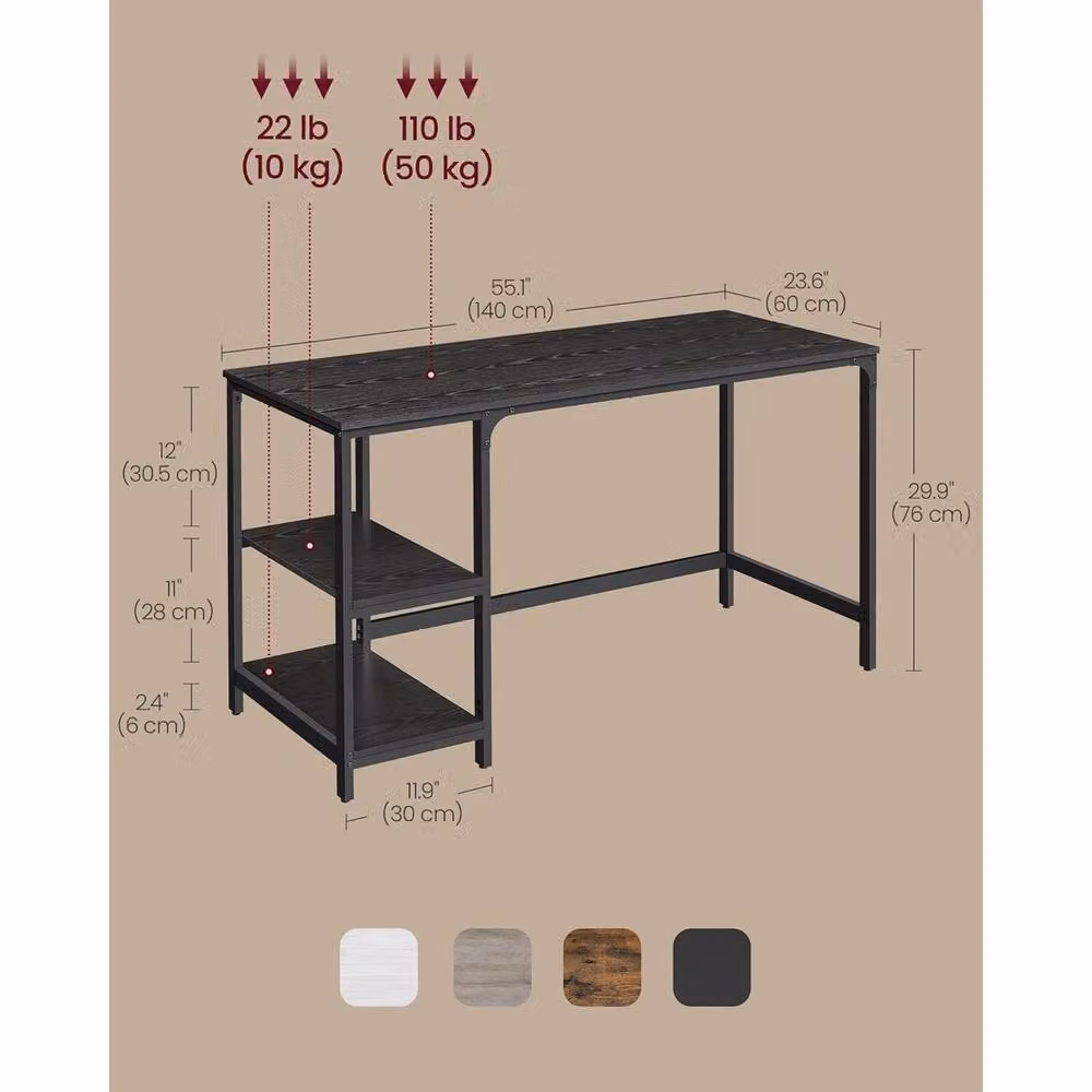 VASAGLE Industrial Computer Desk in Black – 2