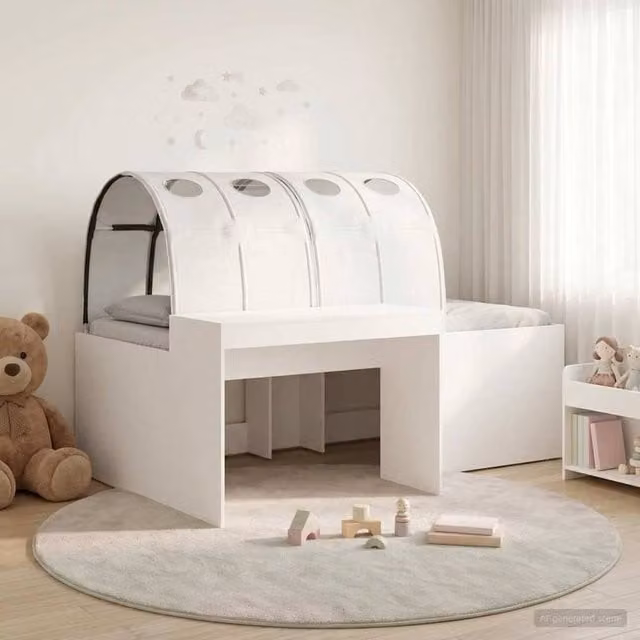 Berkfield Home 3-Piece White Engineered Wood Bed Frame with House Frame and Bedside Shelves – 1