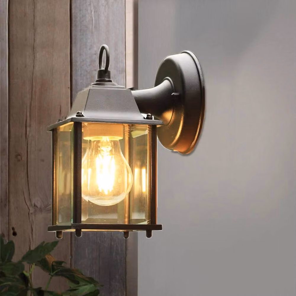 KORVIXA Black Classic Coach Lantern Wall Light with Warm White LED, Diameter: 25 cm, Height: 19 cm – 3