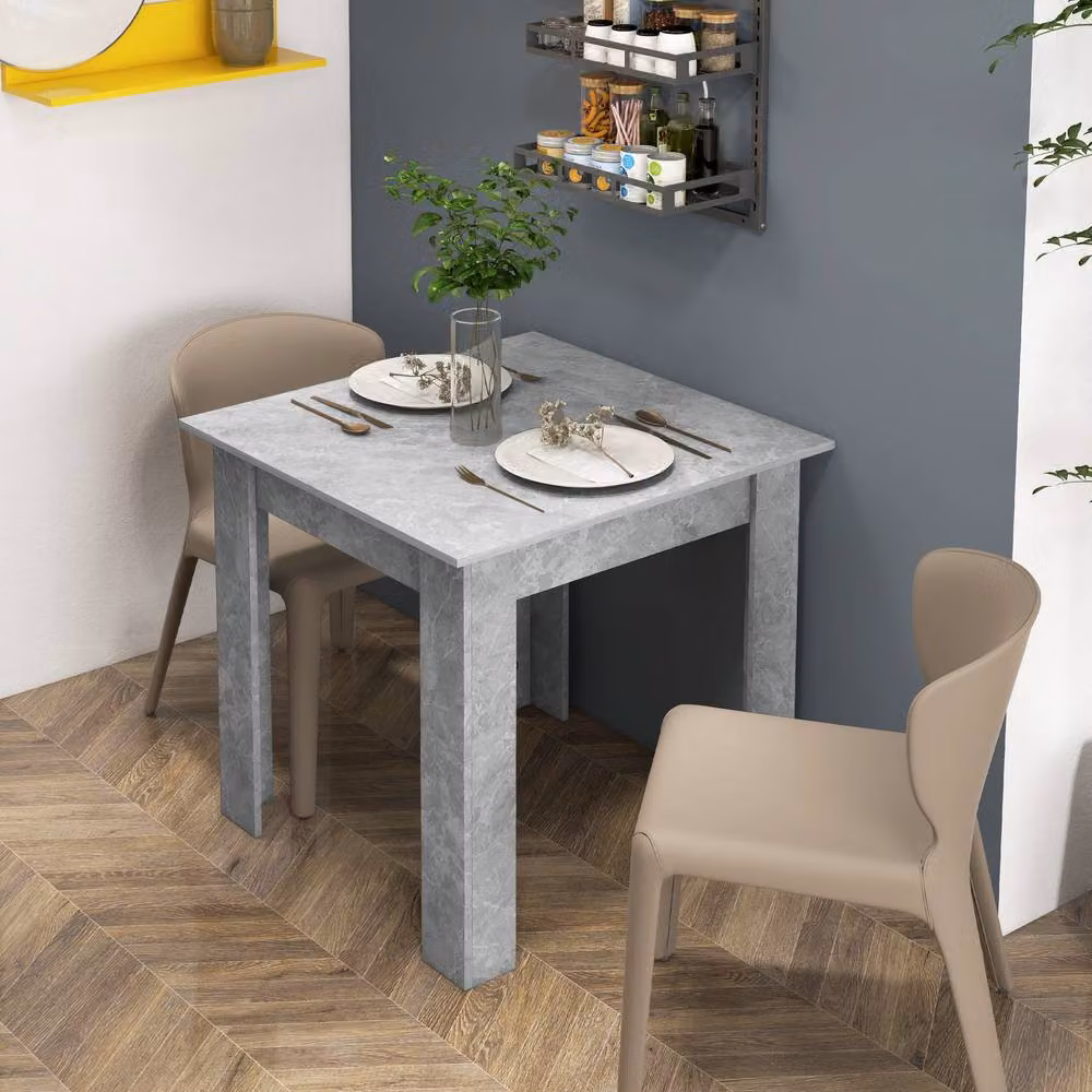 STILVORA Square Dining Table in Grey with Faux Cement Effect – 2