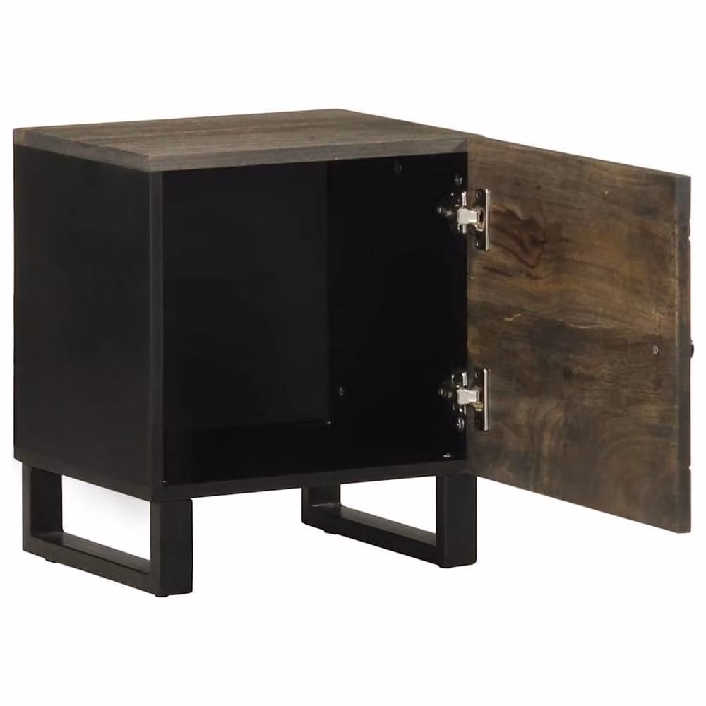 Berkfield Home Black Mango Wood Bedside Cabinet W/D/H: 40 x 33 x 46 cm – 6