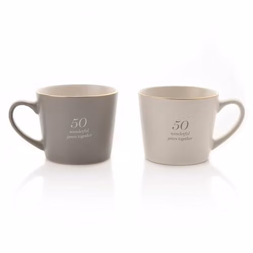 Widdop and Co 50th Anniversary Mug Set in Grey and White