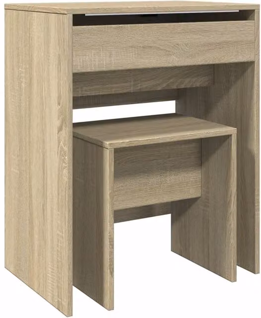 Berkfield Home Dressing Table and Stool in Sonoma Oak, Brown, W/D/H: 60 x 40 x 113.5 cm
