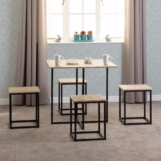 Seconique Kent Stowaway Dining Set in Brown Oak Wood
