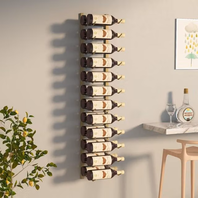 Berkfield Home Wall Mounted Gold Metal Wine Rack for 24 Bottles – 1