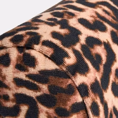 OHS Leopard Inflatable Bolster Pillow in Brown with Soft Microfibre Removable Cover, W/D/H: 36 x 16 x 16 cm – 6
