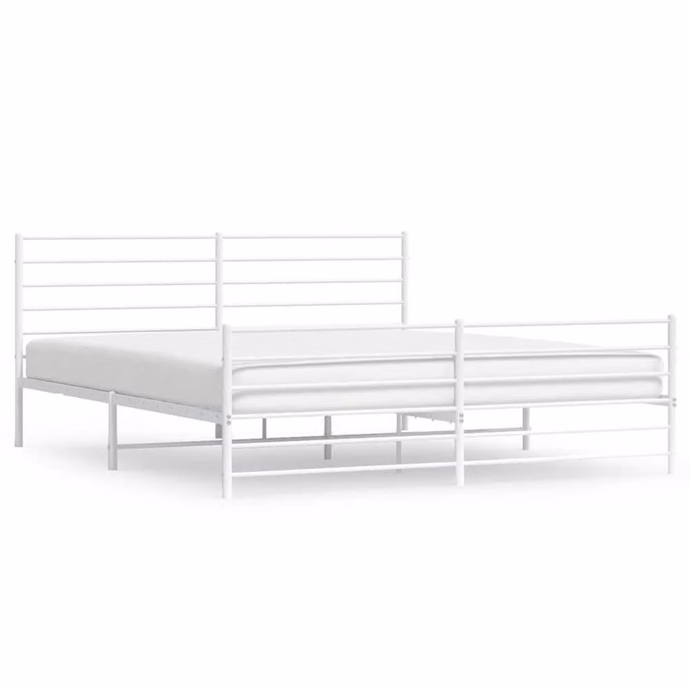 Berkfield Home Metal Bed Frame with Headboard and Footboard, White, W/D/H: 193 x 198 x 90 cm – 2