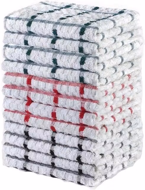 Dyzi Pack of 10 Multicolour Cotton Tea Towels, W/D/H: 70 x 40 cm