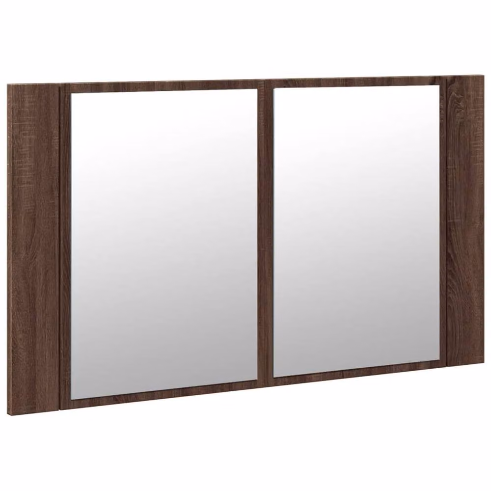 Berkfield Home LED Bathroom Mirror Cabinet in Brown Oak, W: 80 cm, D: 12 cm, H: 45 cm – 5
